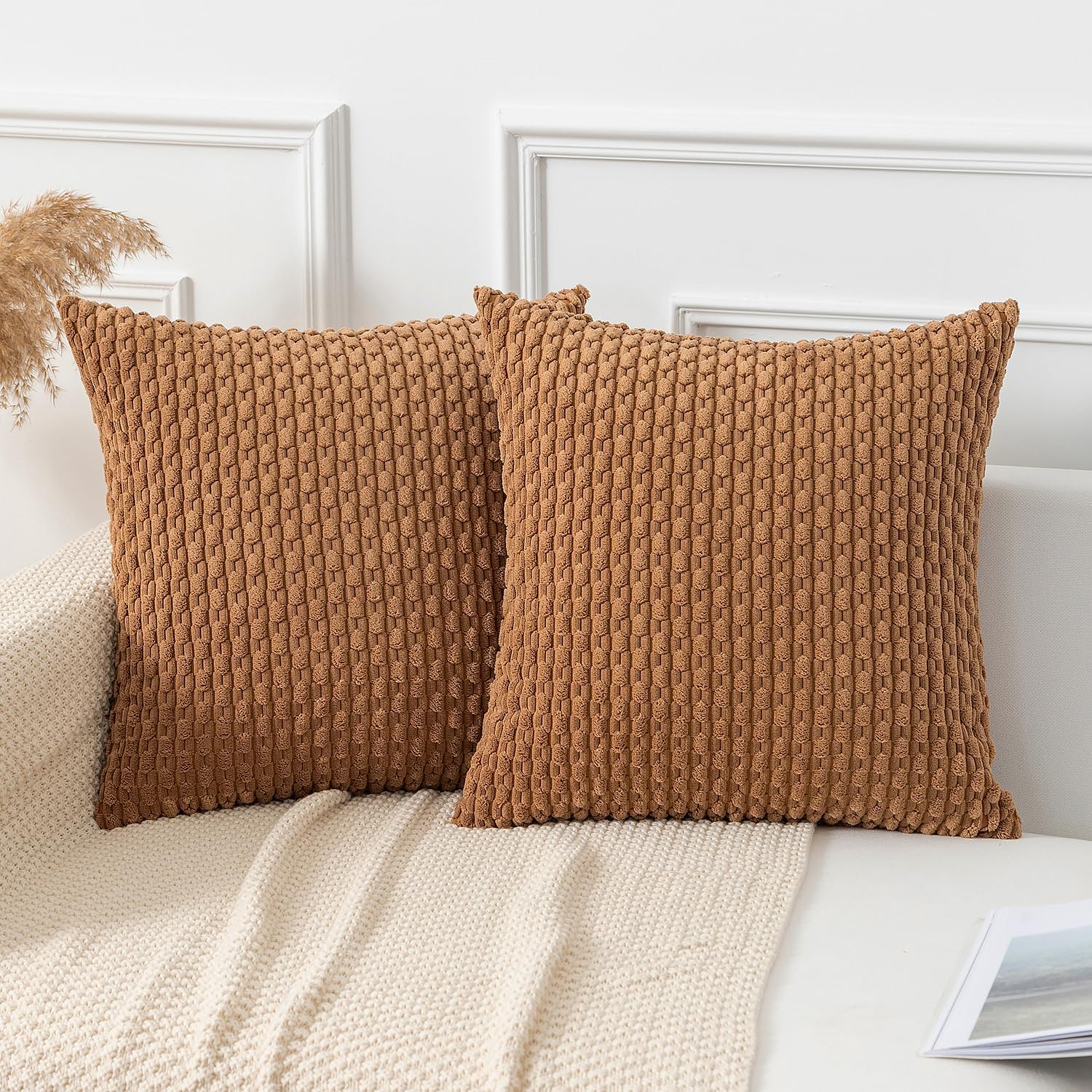 Boho Beige Throw Pillow Cover — 18" — 20" x 20" (Pack of 2)