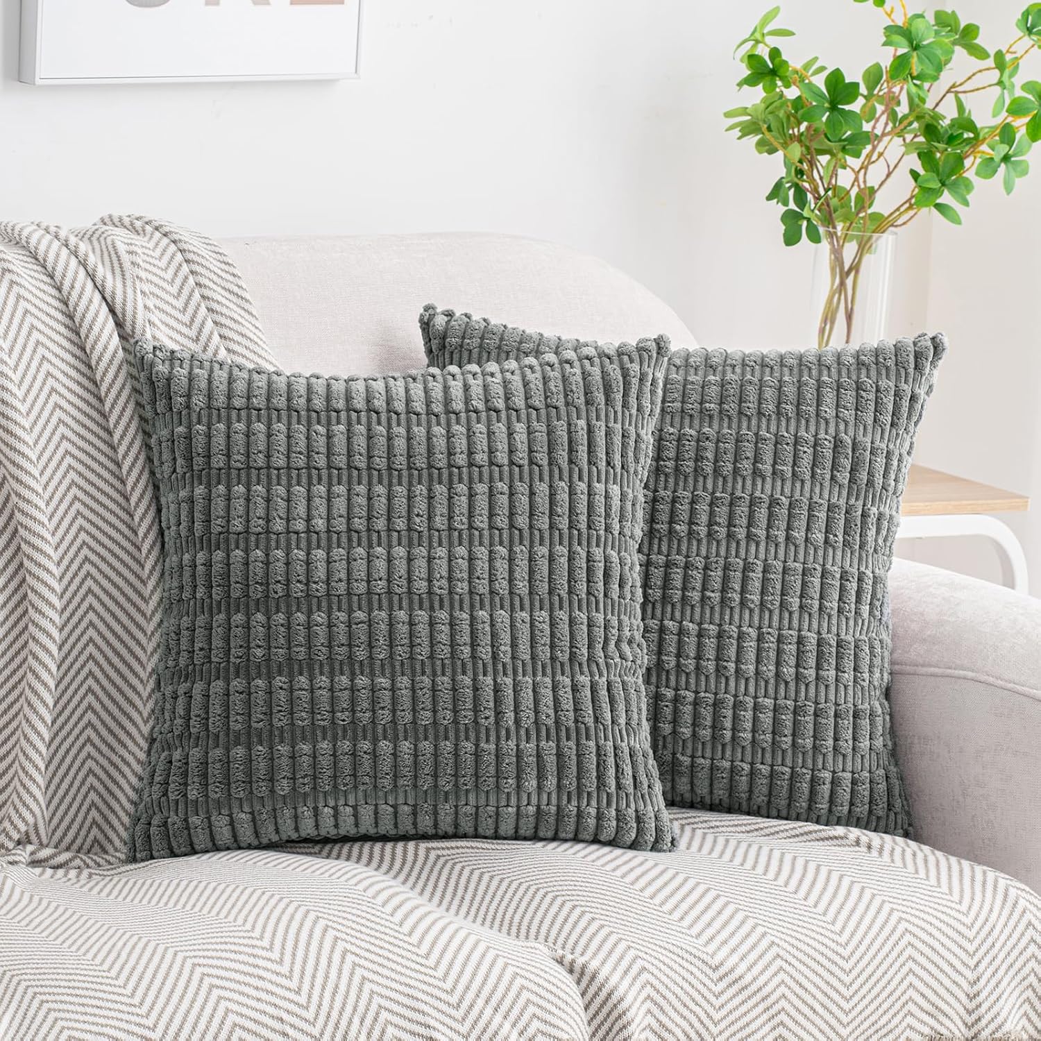 Boho Beige Throw Pillow Cover — 18" — 16" x 16" (Pack of 2)