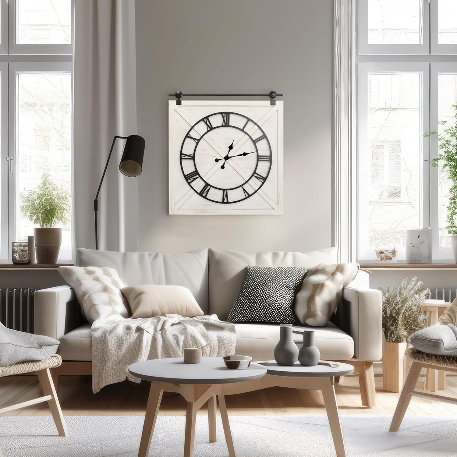 Battery Operated Farmhouse Wall Clock — 29.5" - View 9