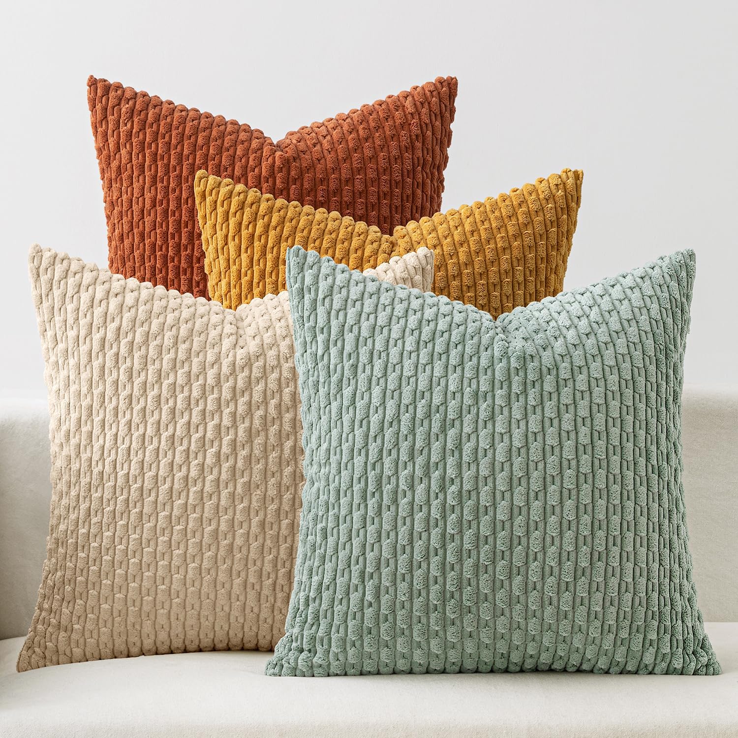 Boho Beige Throw Pillow Cover — 18" — 18" x 18" (Pack of 4)