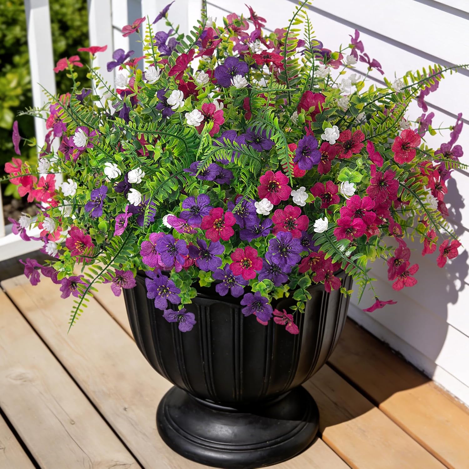 Pink Artificial Plant — Purple Deep-purple Rose-red Purple-red White-boxwood Fern-grass
