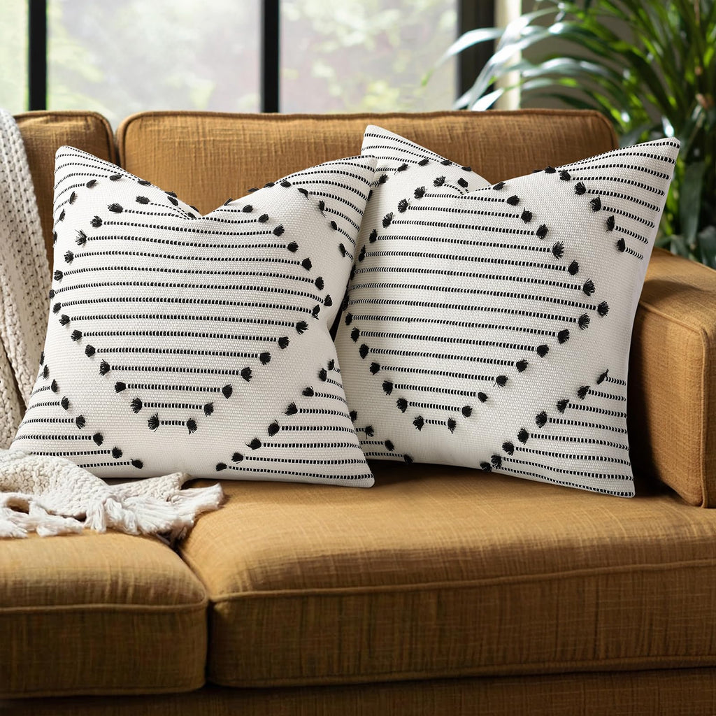 Boho Beige Throw Pillow Cover — 18"