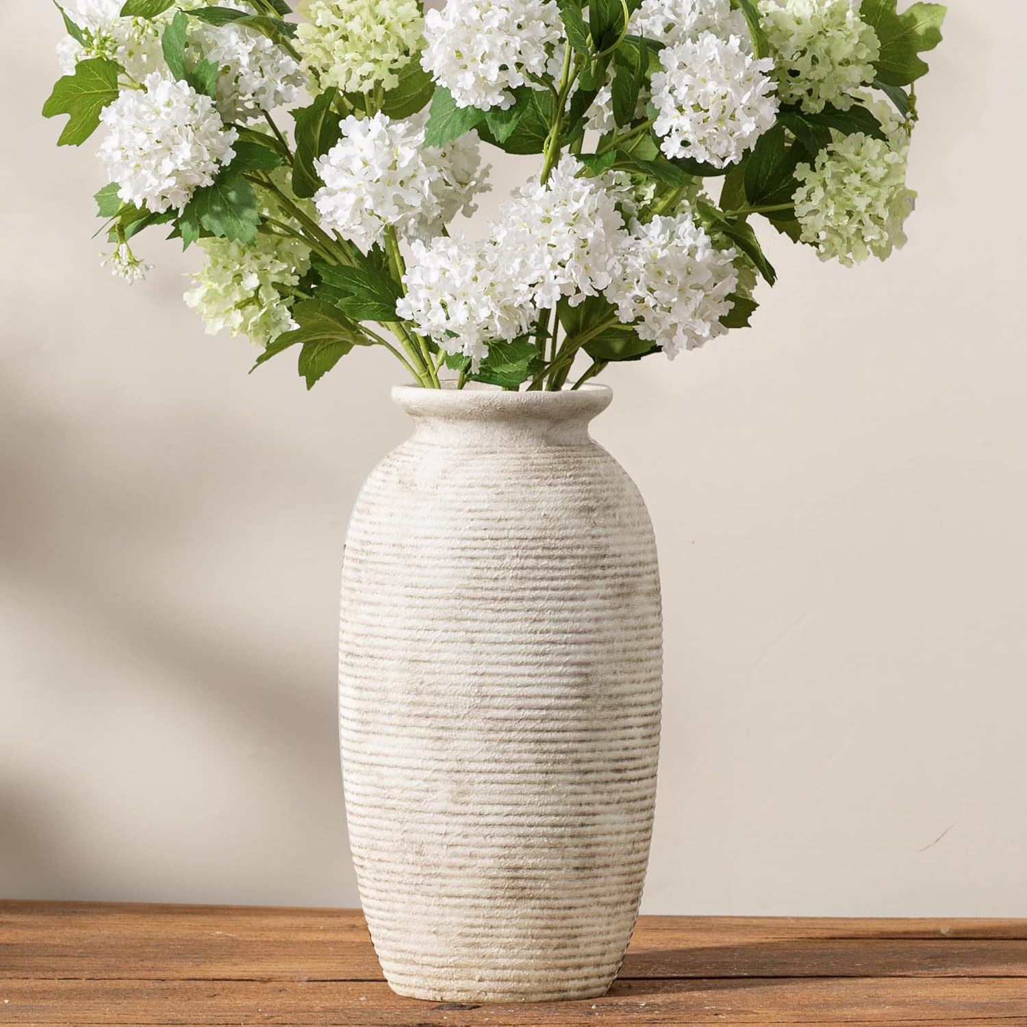Farmhouse Black Flower Vase — 12.5" — 12.5“ H - Rustic White