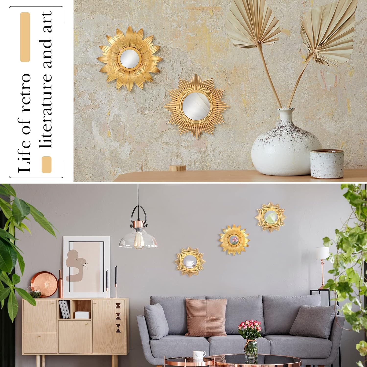 Round Luxe Metal Wall Mirror — 10" - View 3