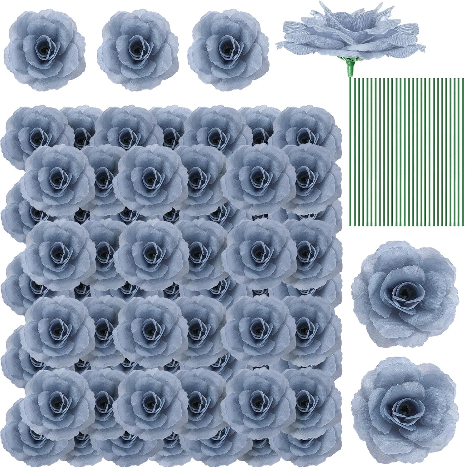 Black Artificial Flowers — Dusty Blue