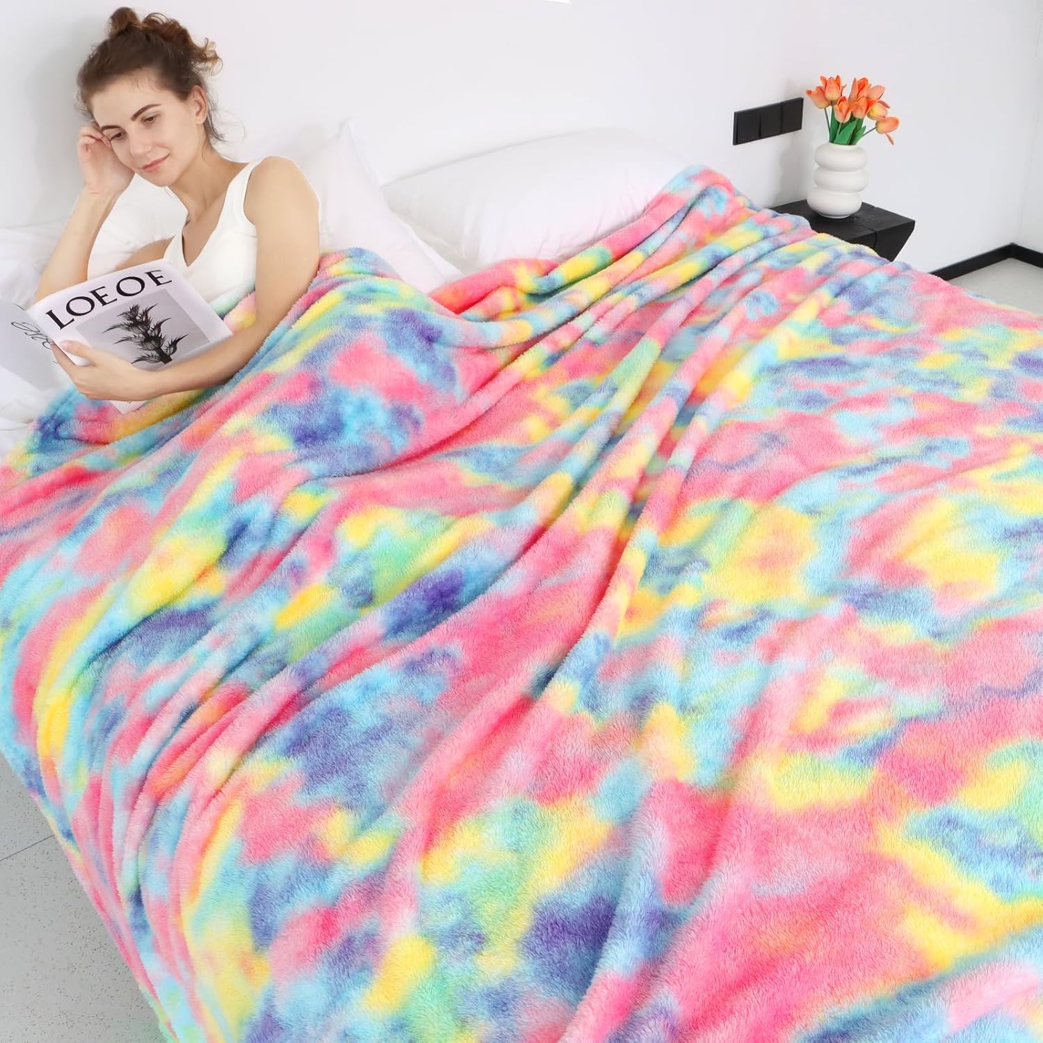 Luxe Blue Throw Pillow — 50" — Colored Tie Dye Blanket