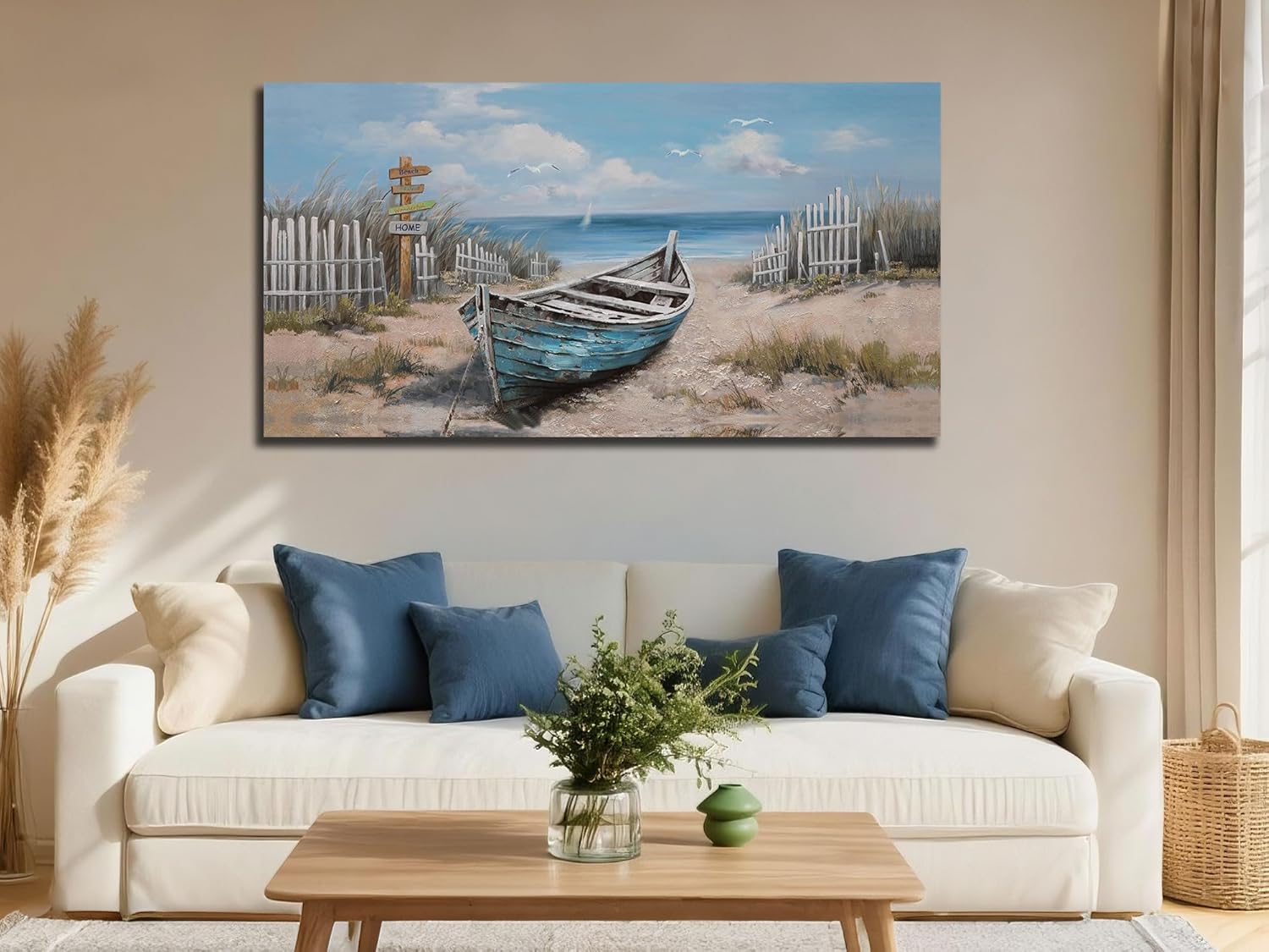 Framed Blue Canvas Wall Art — 48" - View 3