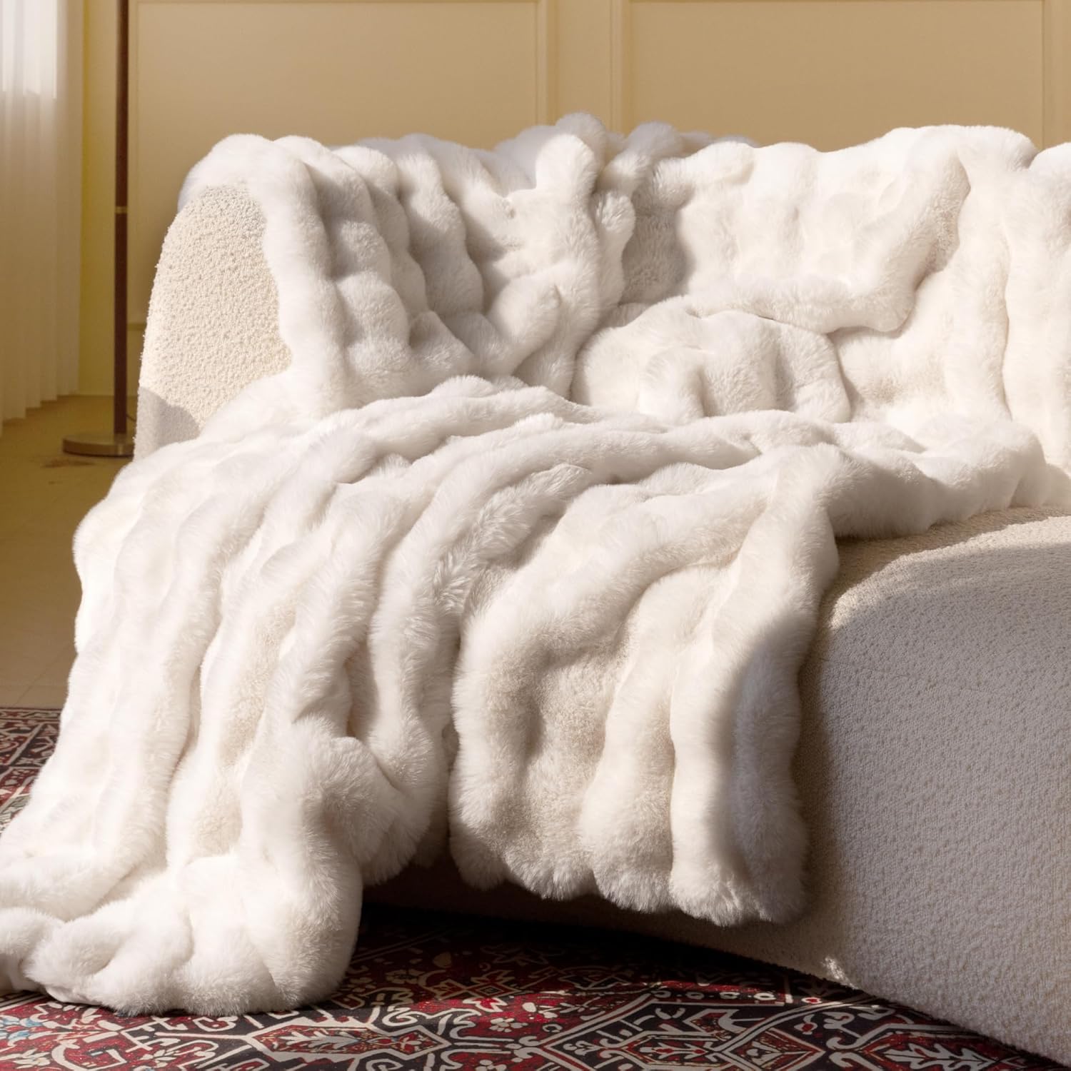 Luxe Beige Throw Pillow — 60" — Cream White