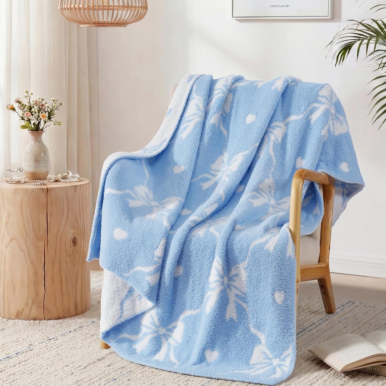 Beige Throw Pillow — 50" — Blue Diamond Bowknot