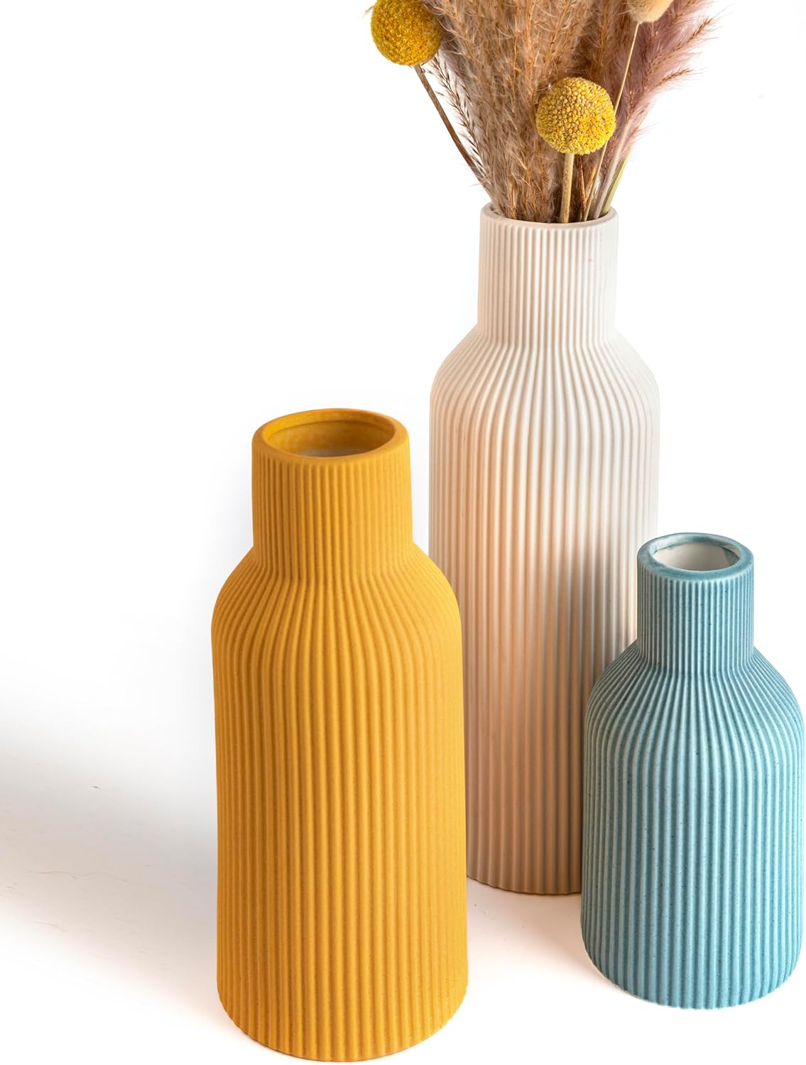 Modern Beige Flower Vase — Set of 3 — 3-piece-set