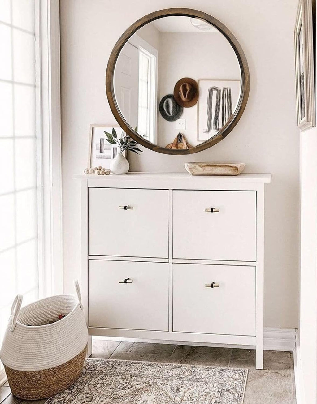 Round Wood Wall Mirror — 6" - View 2