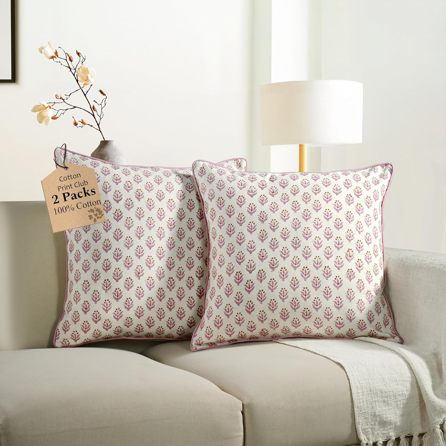 Boho Beige Cushion Cover — 20" — 24" x 24" (Pack of 2)