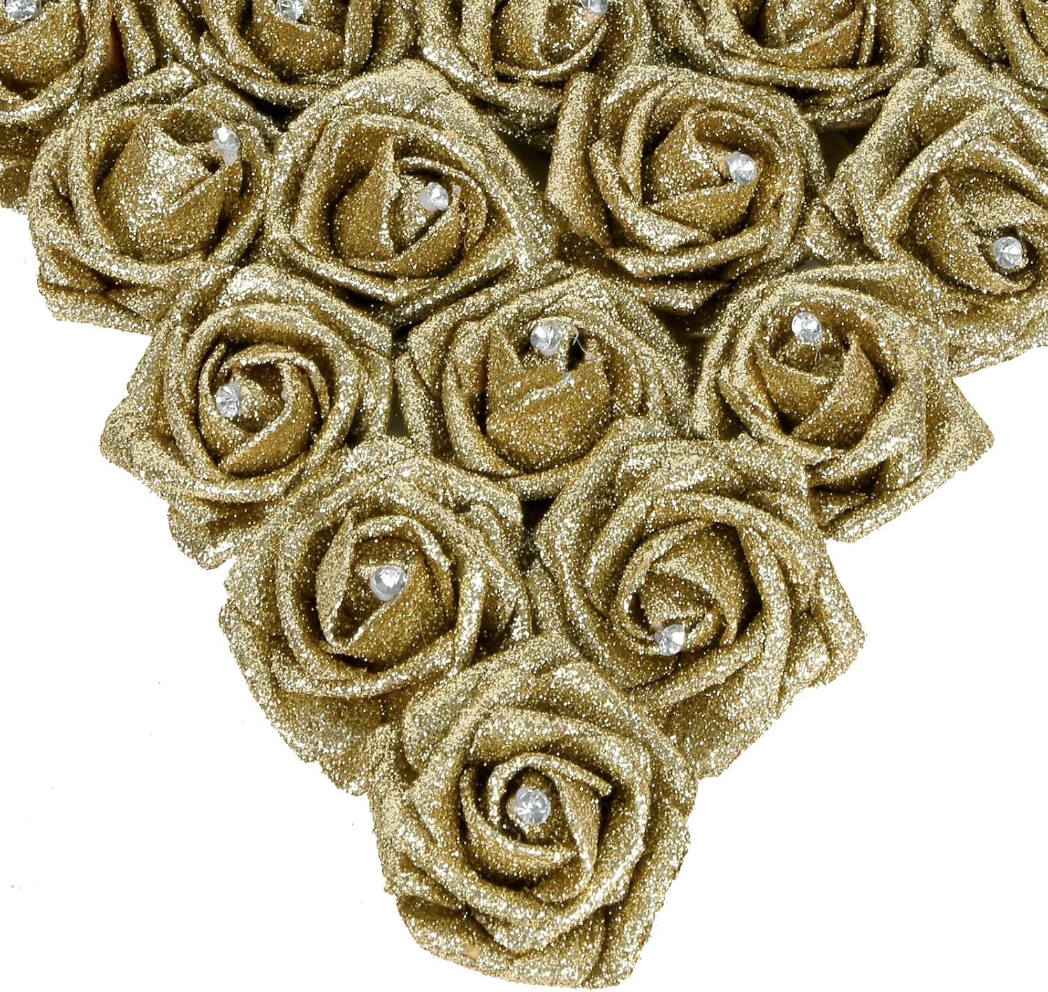 Black Artificial Flowers — Gold With Crystal