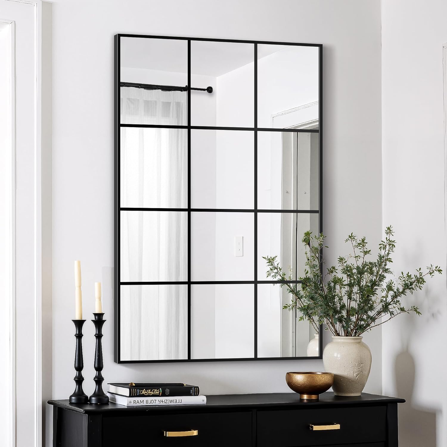 Framed Black Wall Mirror — 40" — Black