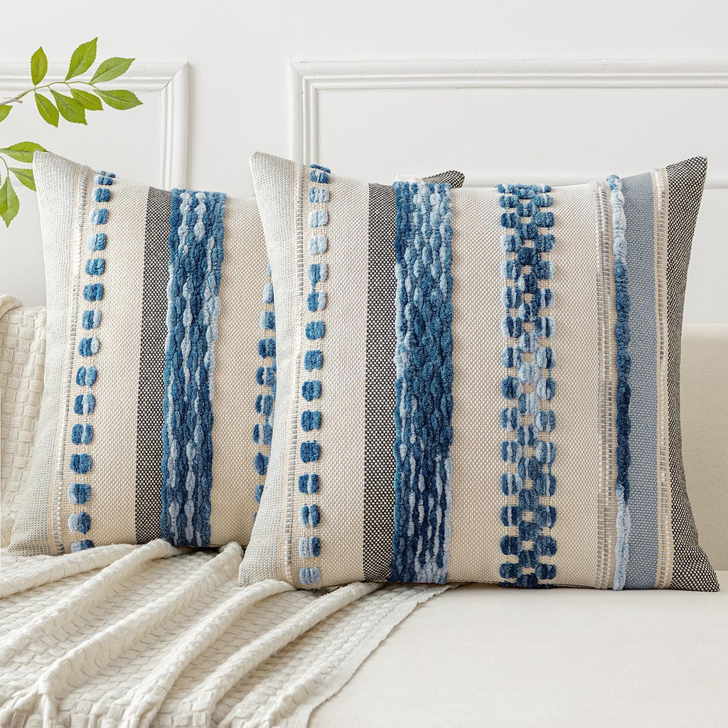 Chenille Boho Black Throw Pillow Cover — 18"