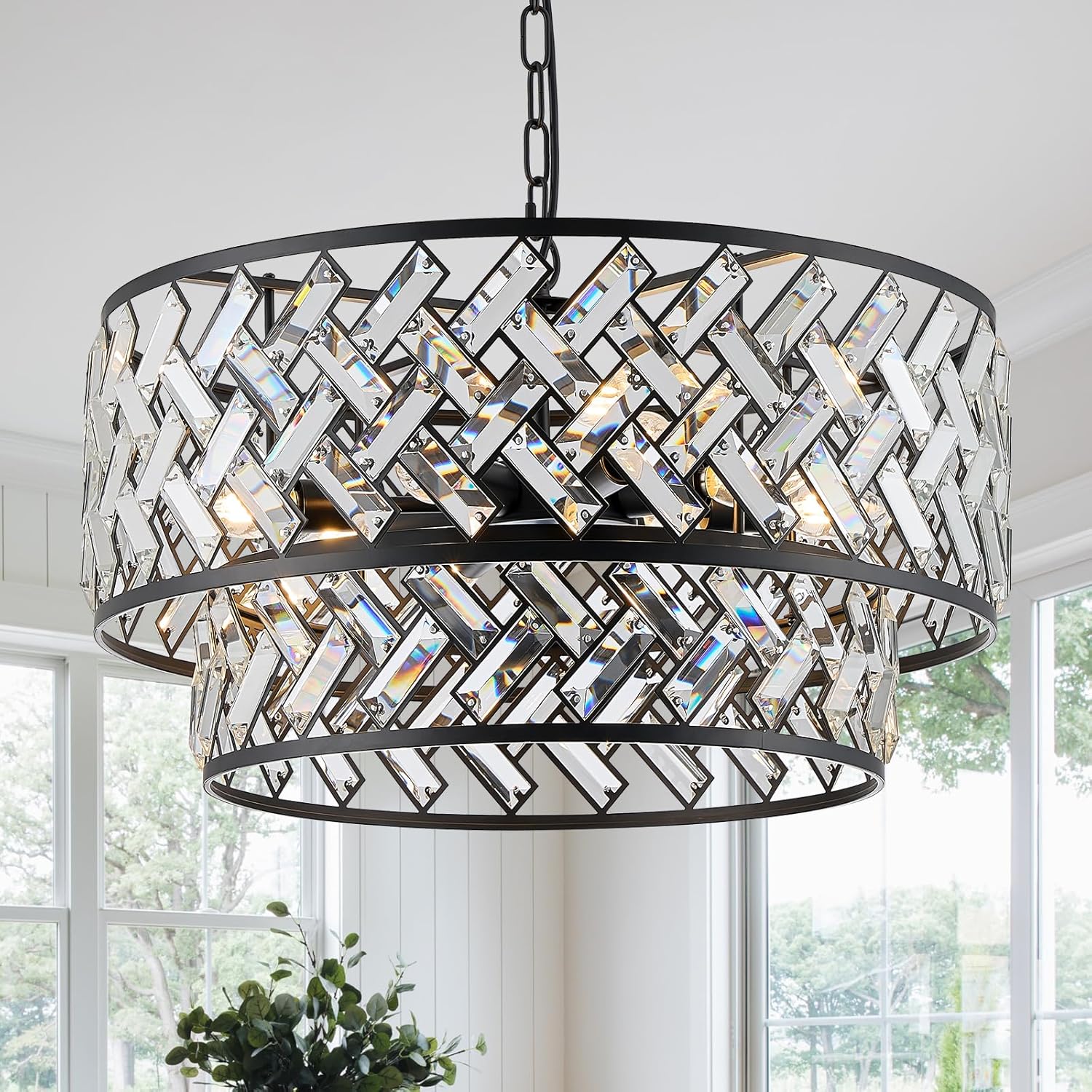 Round Luxe Black Chandelier — 20" — Big Drum Black