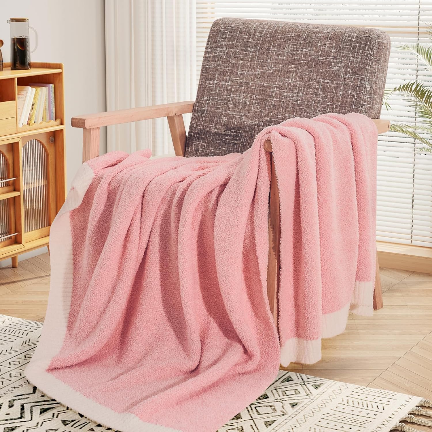 Luxe Beige Throw Pillow — 50" — Heather Pink