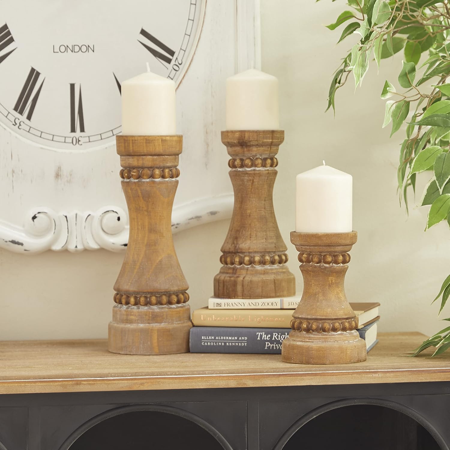 Brown Pillar Candle — 8" — S/3 12", 9", 7"H