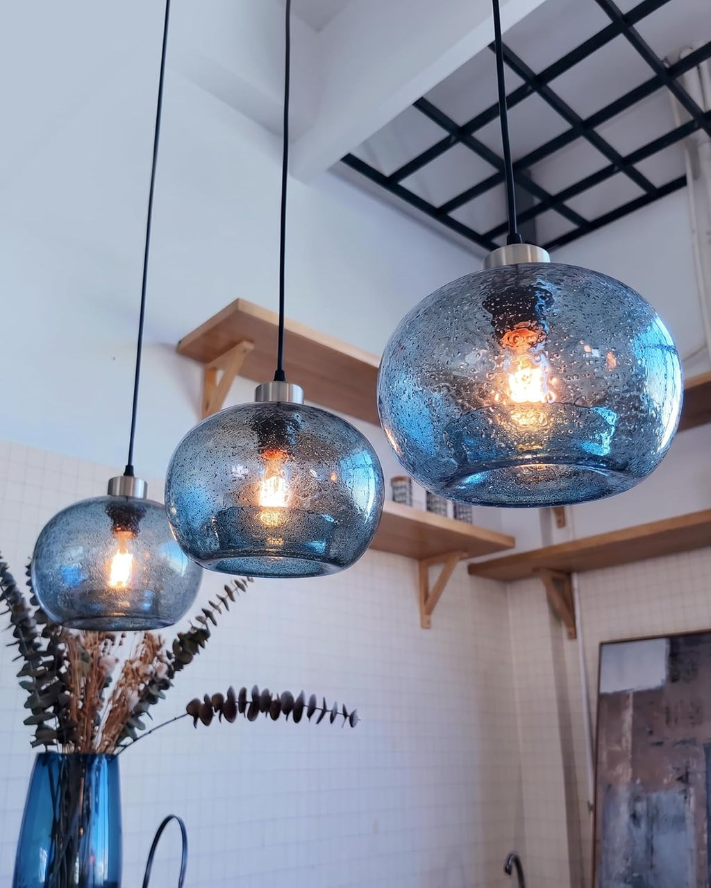 Farmhouse Blue Pendant Light — 7" - View 3