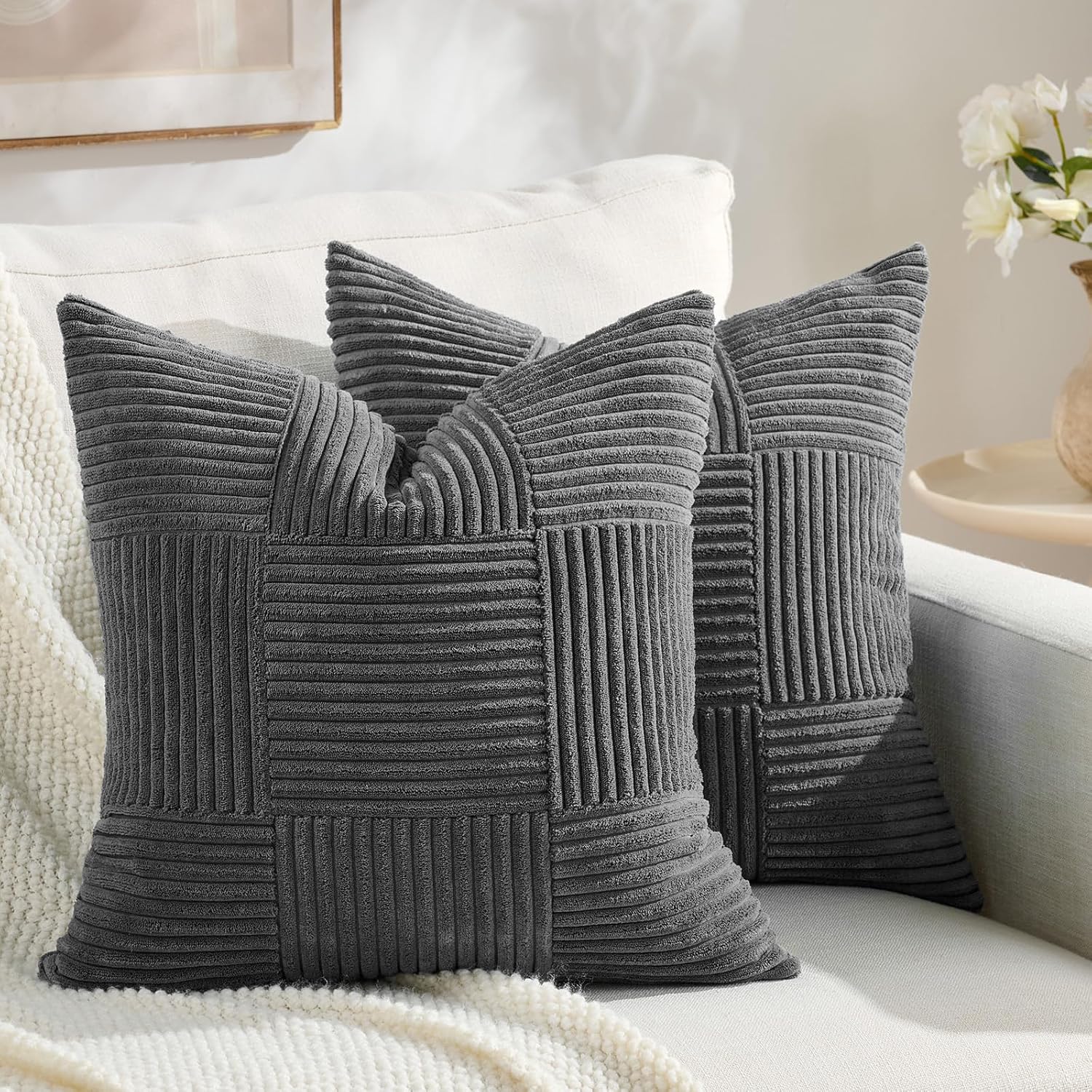 Boho Beige Throw Pillow Cover — 2-Light — 16" x 16" (Pack of 2)