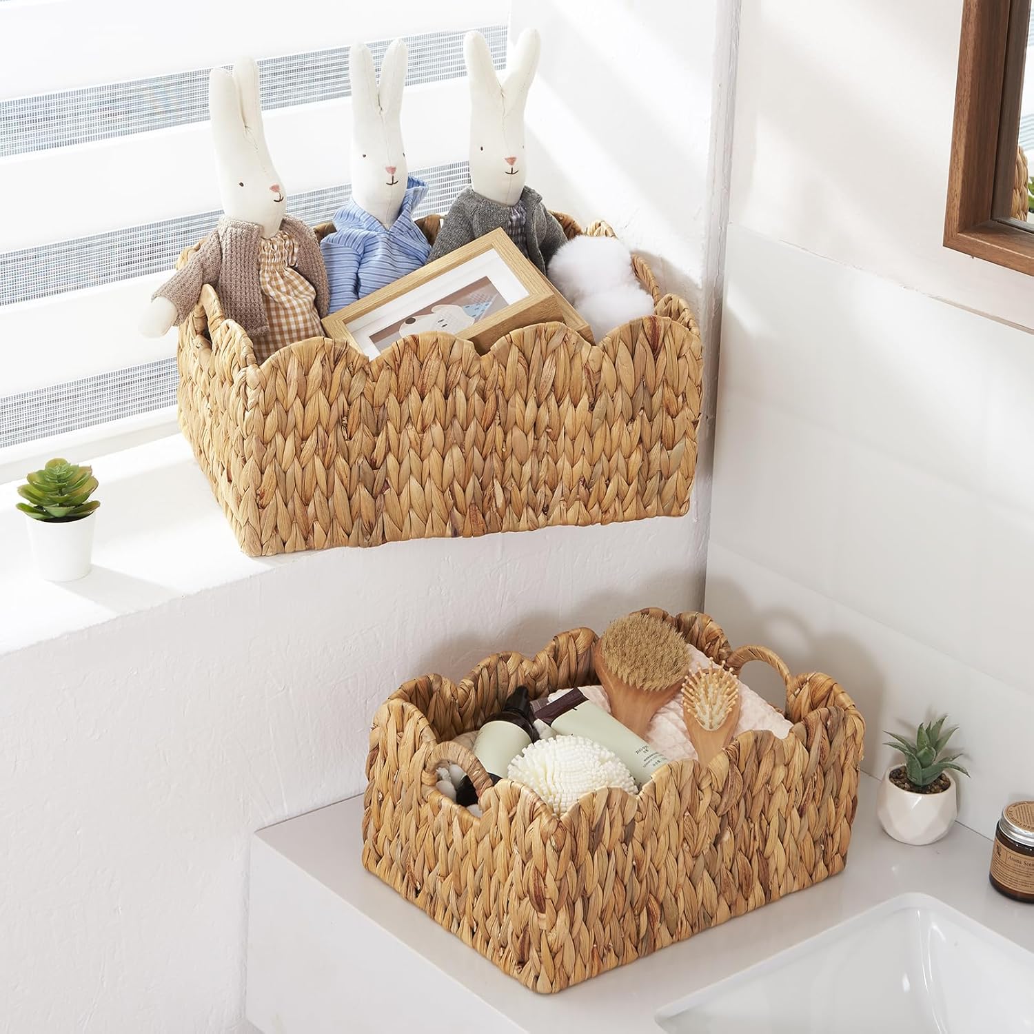 Handwoven Boho Beige Vase — 7" - View 5
