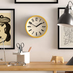 Round Mid-Century Black Wall Clock — 8" - View 2