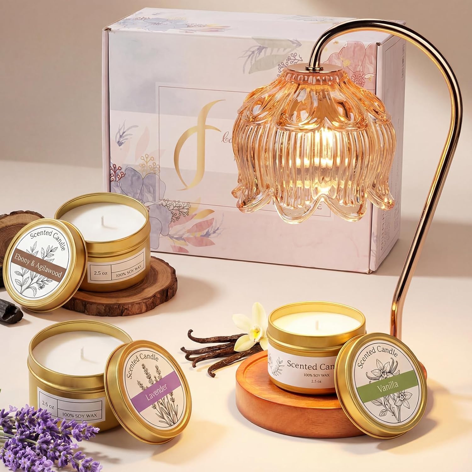 Adjustable Blue Table Lamp — Lily-3 Candles Gift