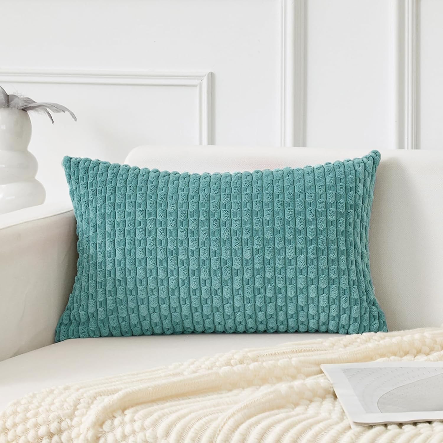Lumbar Boho Beige Throw Pillow Cover — 36" — 20" x 12" (Pack of 1)