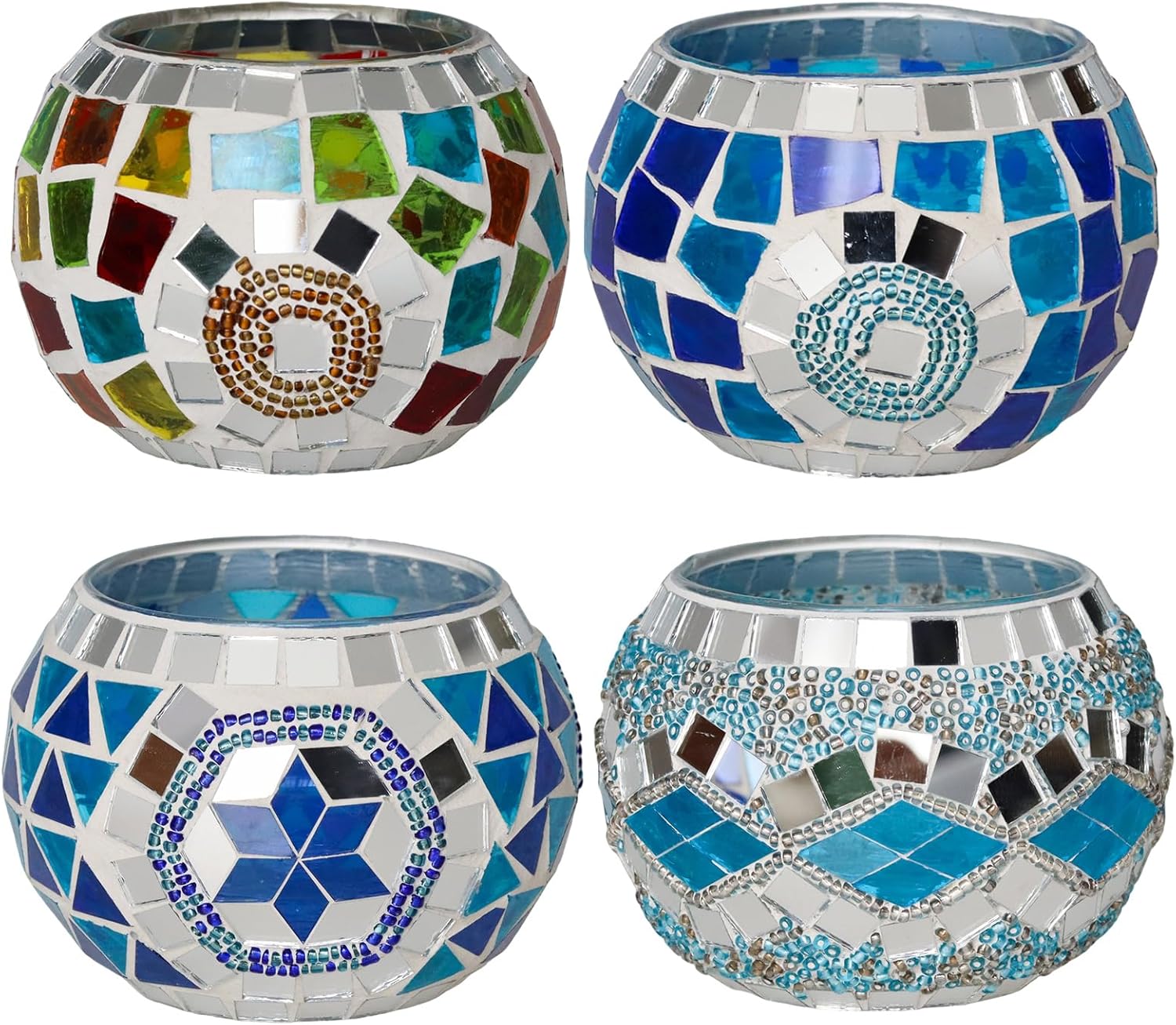 Glass Candle — Set of 4 — Mosaic 1-4PCS