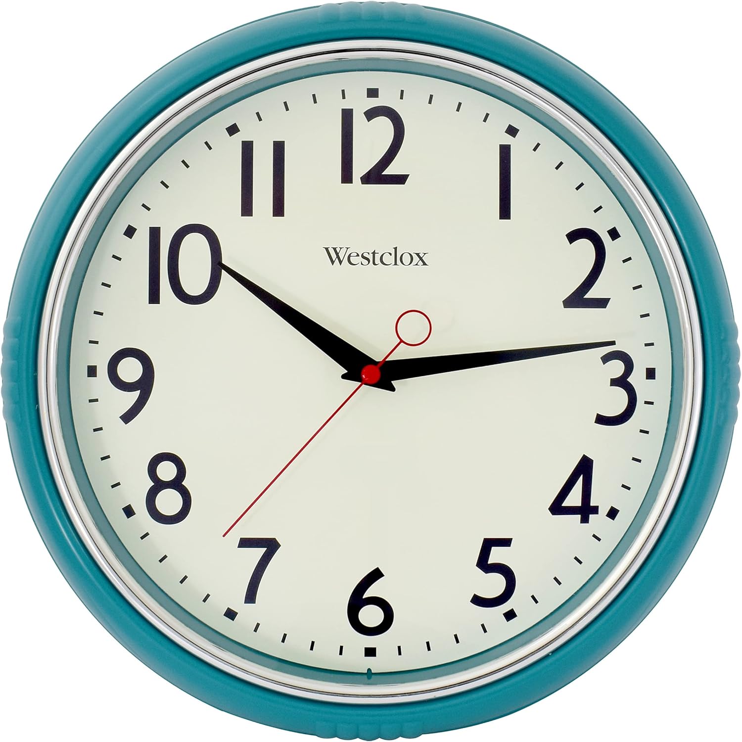 Vintage Mid-Century Black Wall Clock — 12" — Teal