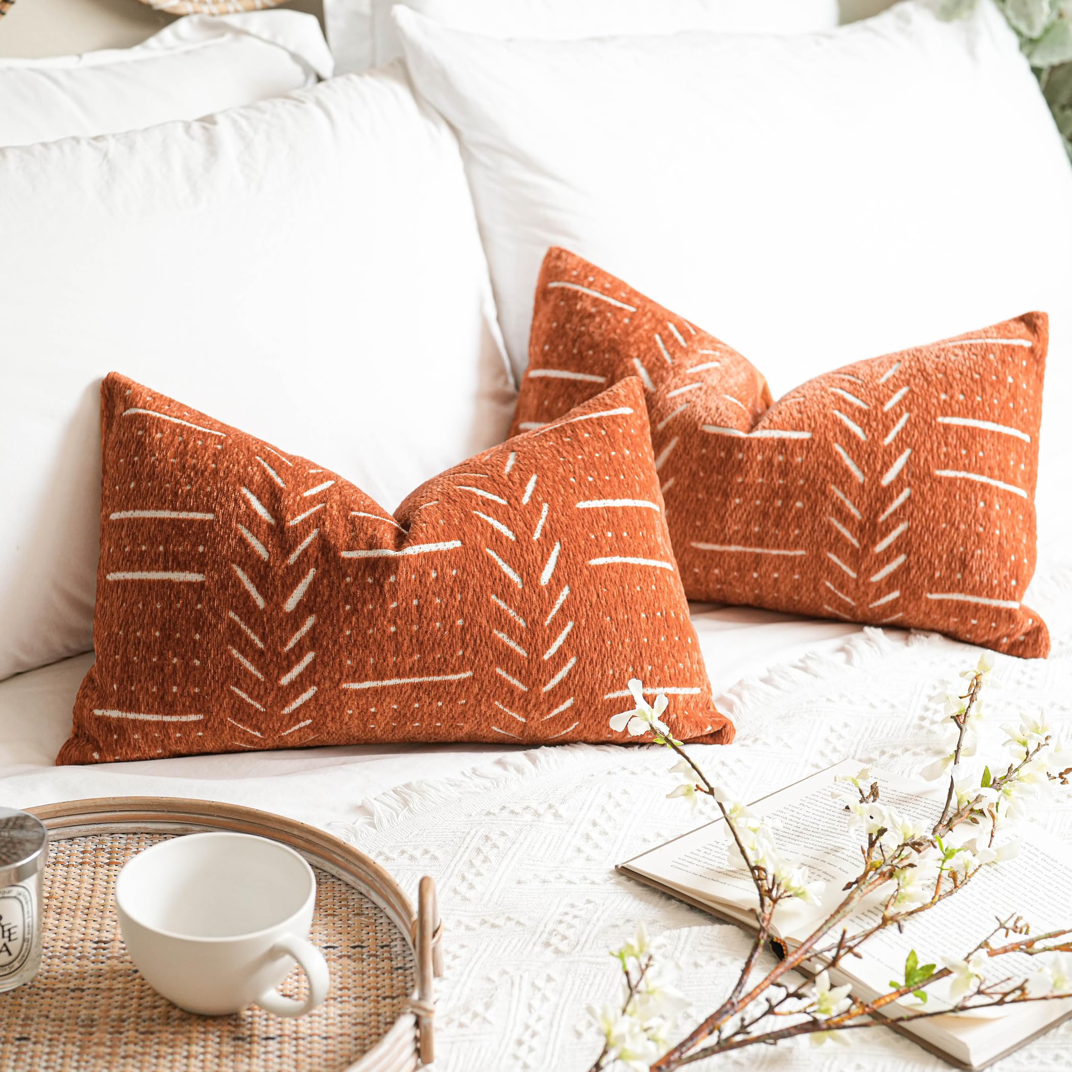 Lumbar Boho Beige Throw Pillow Cover — 20"