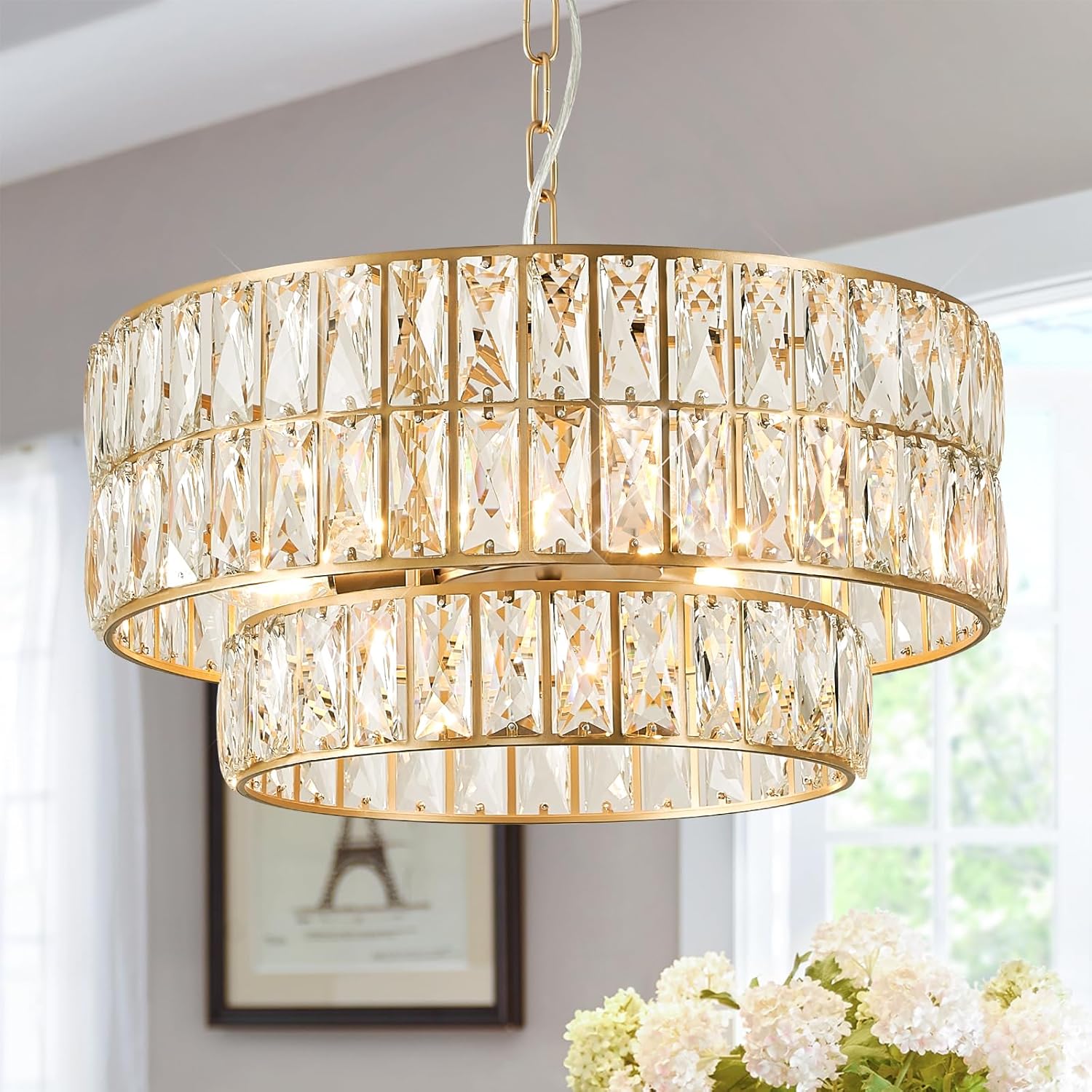 Luxe Black Chandelier — 4-Light — Gold