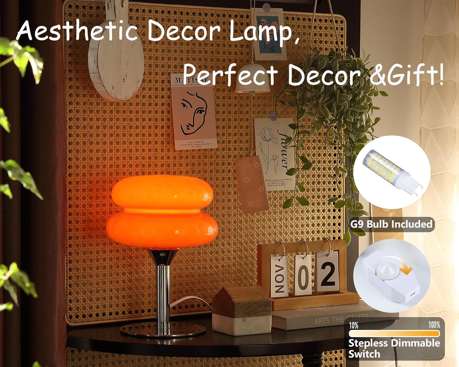 Dimmable Mid-Century Beige Desk Lamp - View 4