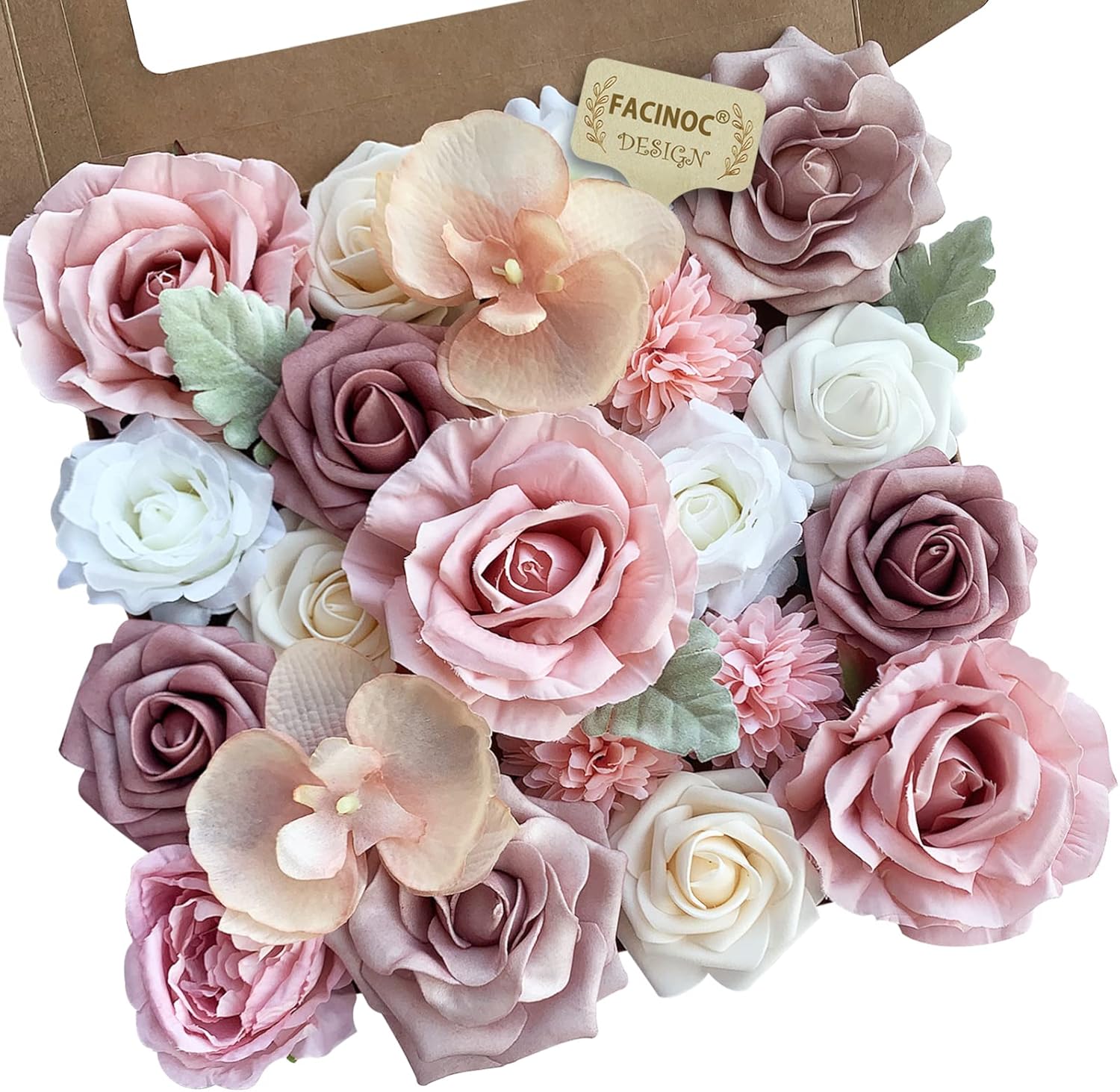 Beige Artificial Flowers — Dusty Pink, Mauve