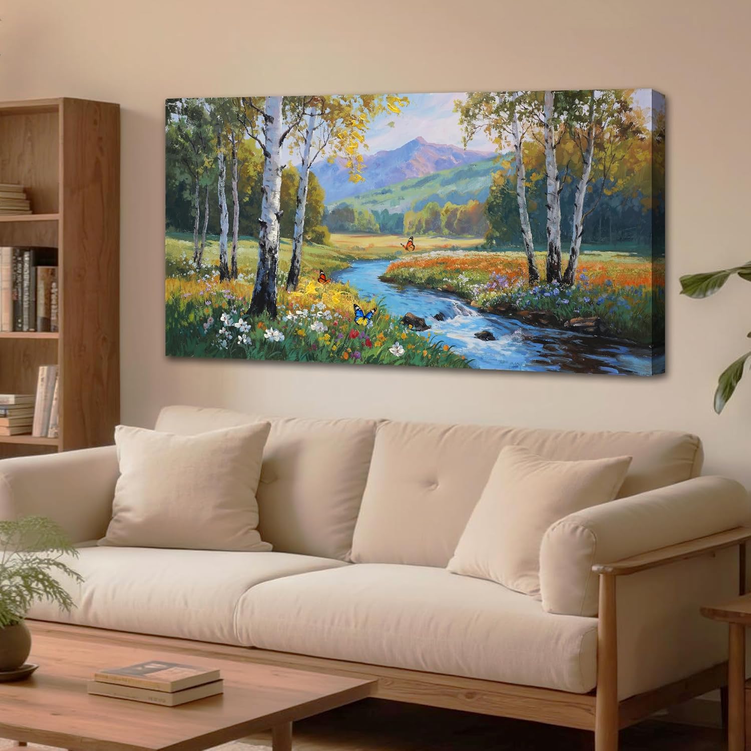 Framed Modern Blue Canvas Wall Art — 40" — 58"L x 29"W