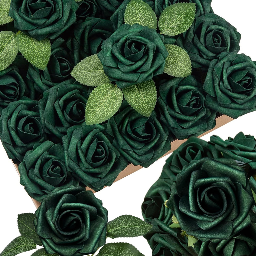 Beige Artificial Flowers — Dark Green