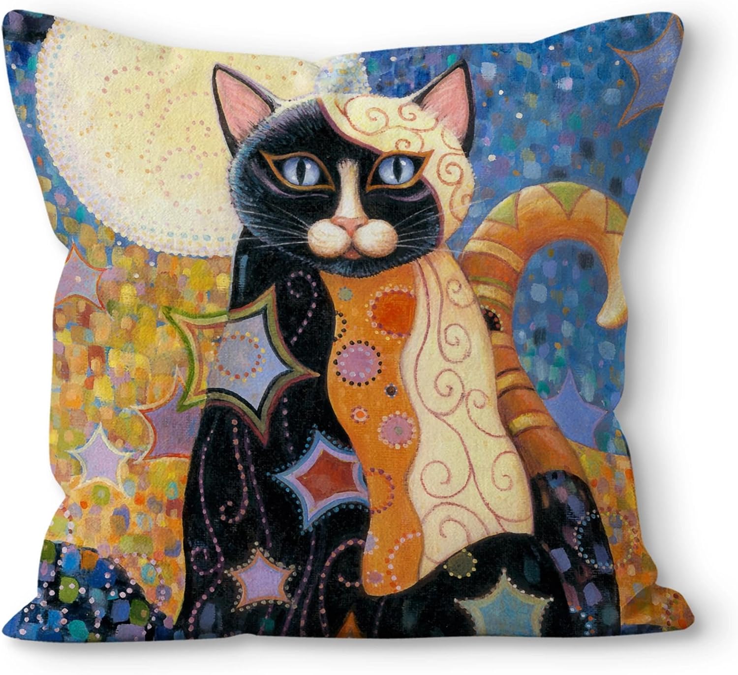 Boho Fabric Throw Pillow Cover — 18" — Cat-2