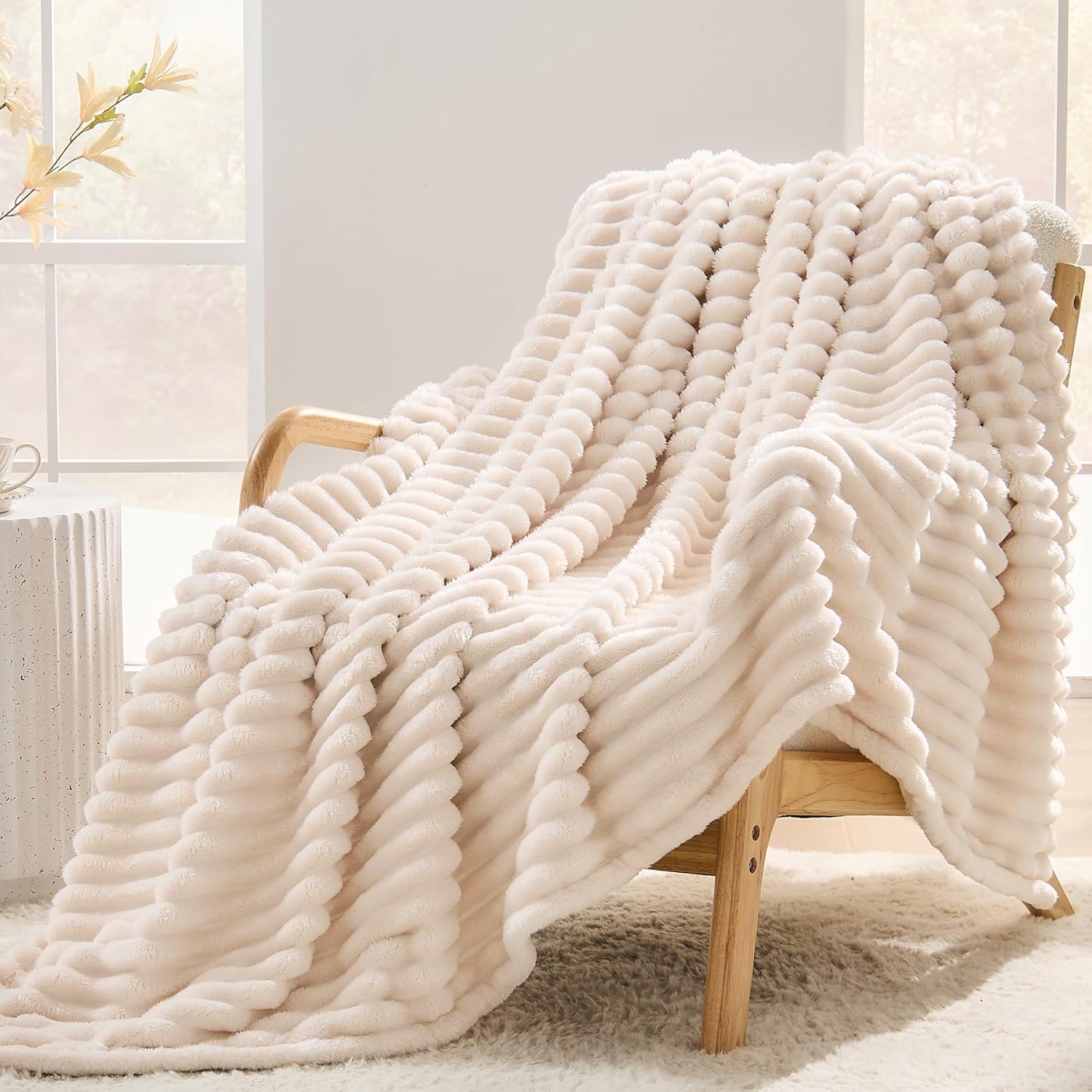 Beige Throw Pillow — 50" — Cream