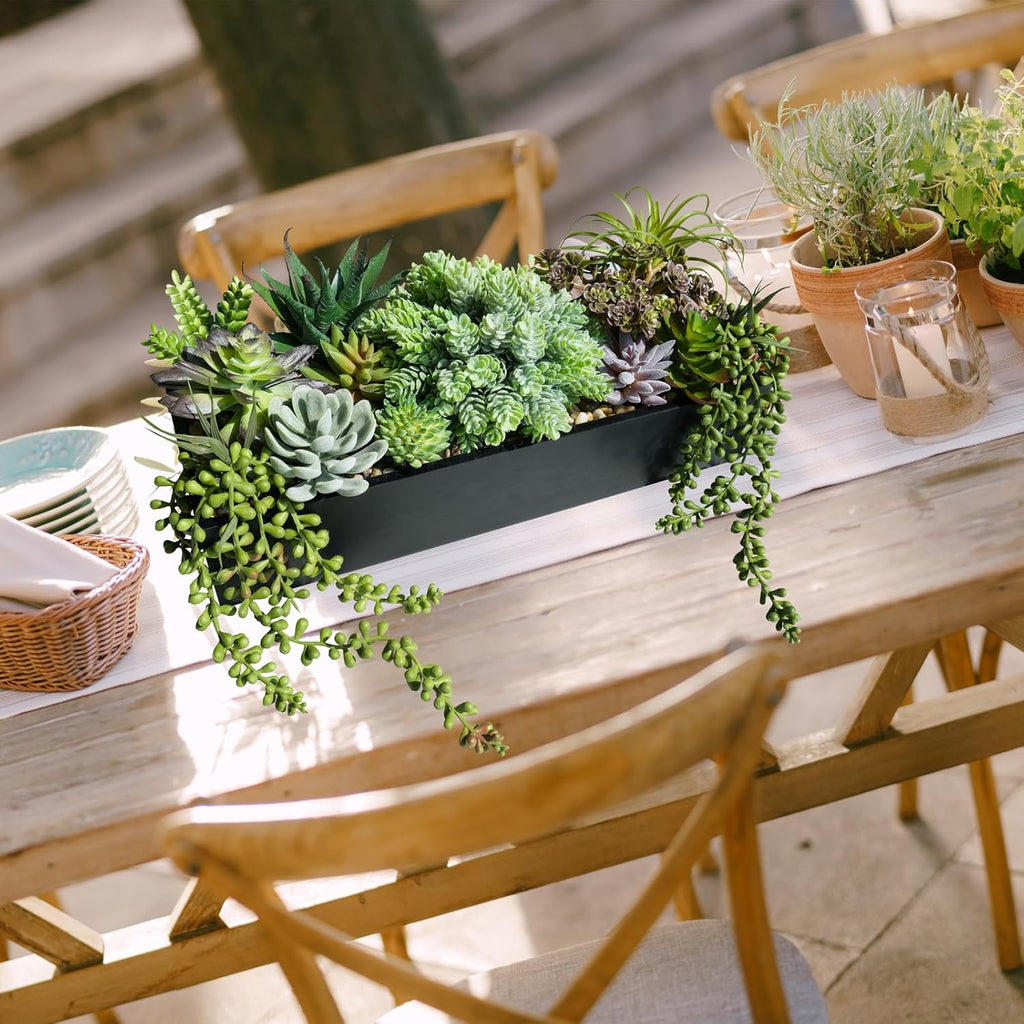 Rectangular Black Faux Succulent — 15" - View 3