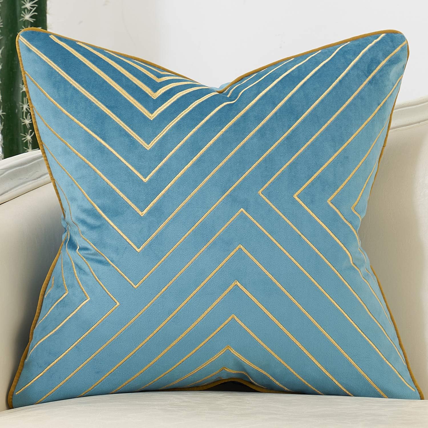 Velvet Luxe Black Throw Pillow Cover — 20" — Grey Blue
