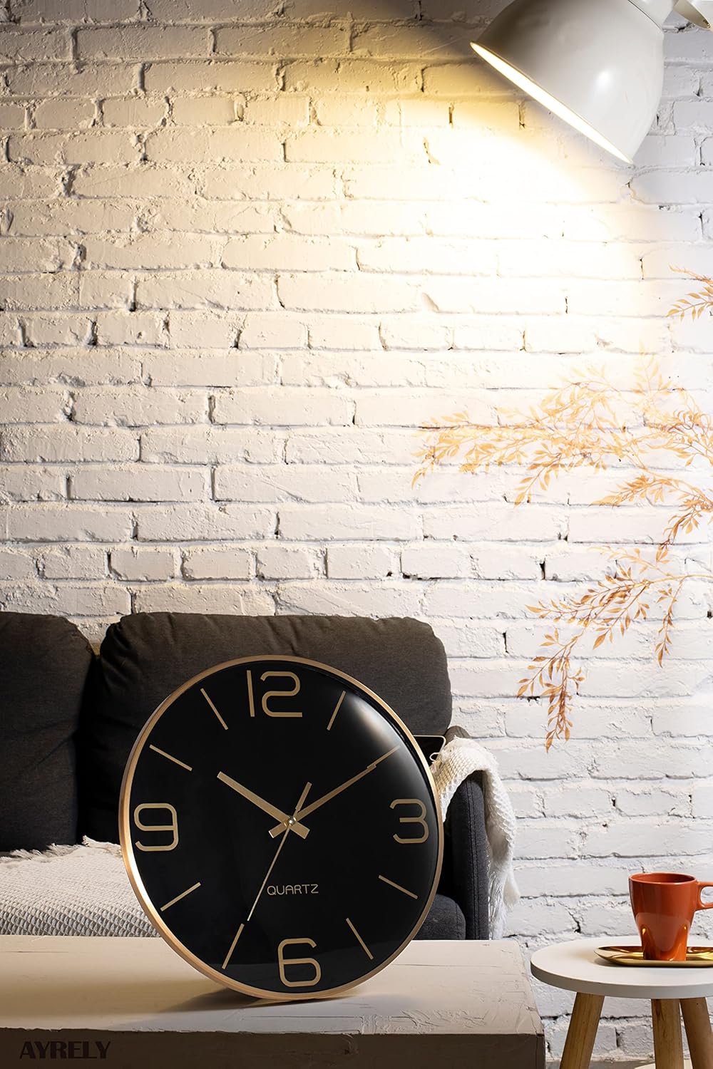 Battery Operated Luxe Black Wall Clock — 12" - View 4