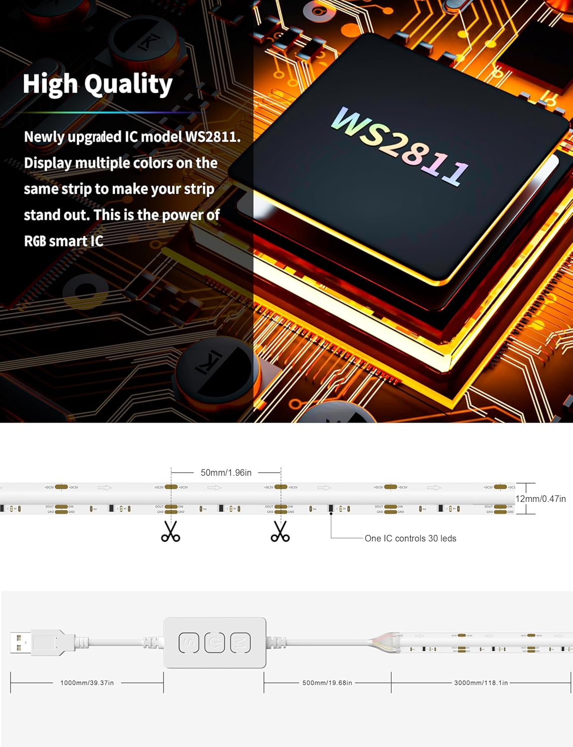 USB Metal LED Strip Light - View 5