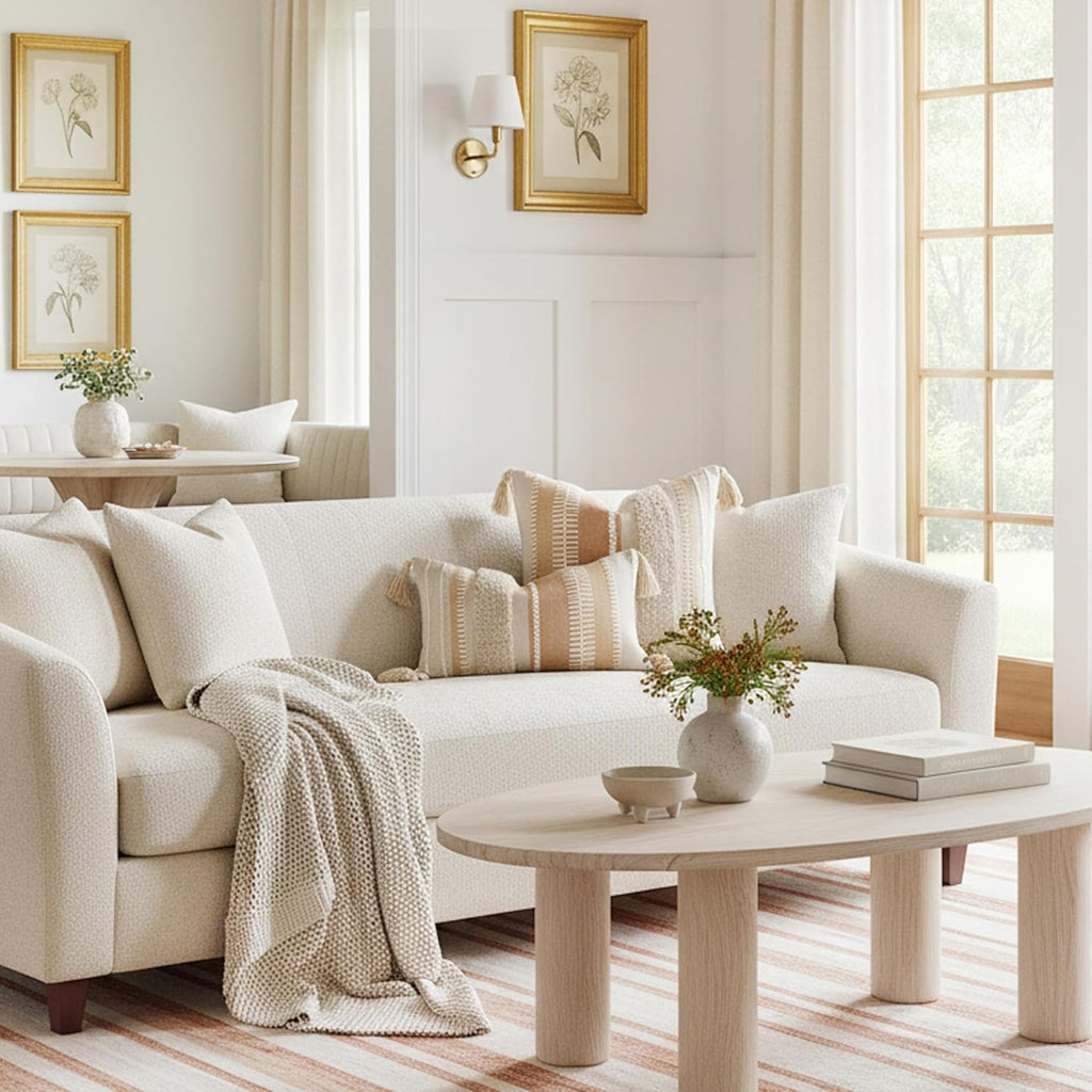 Tufted Boho Beige Throw Pillow Cover — 20" - View 9