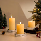 Farmhouse Wood Pillar Candle — 5.11" - View 4