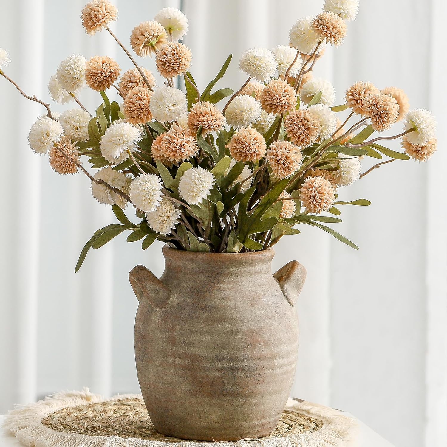 Vintage Farmhouse Brown Flower Vase — 6" — 7.1" Retro