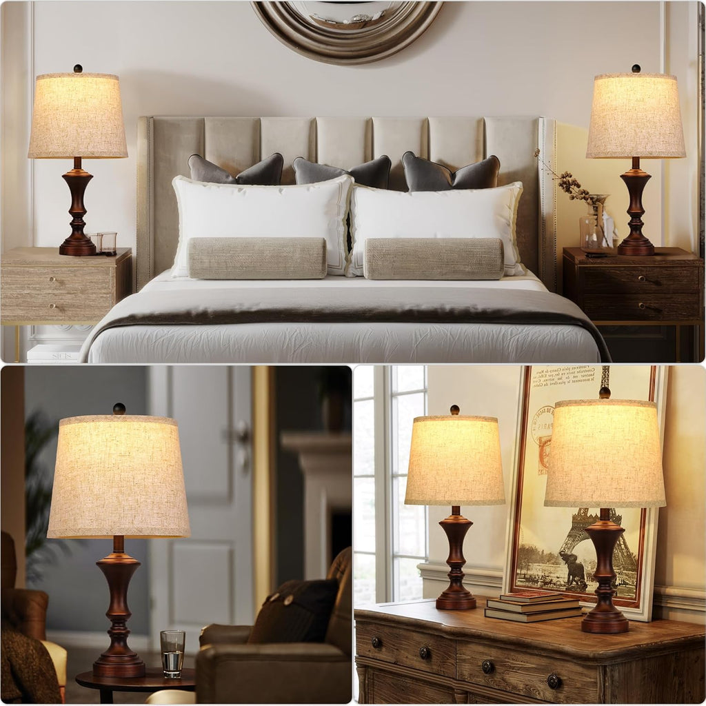 Vintage Farmhouse Black Bedside Lamp — Set of 2 - View 6