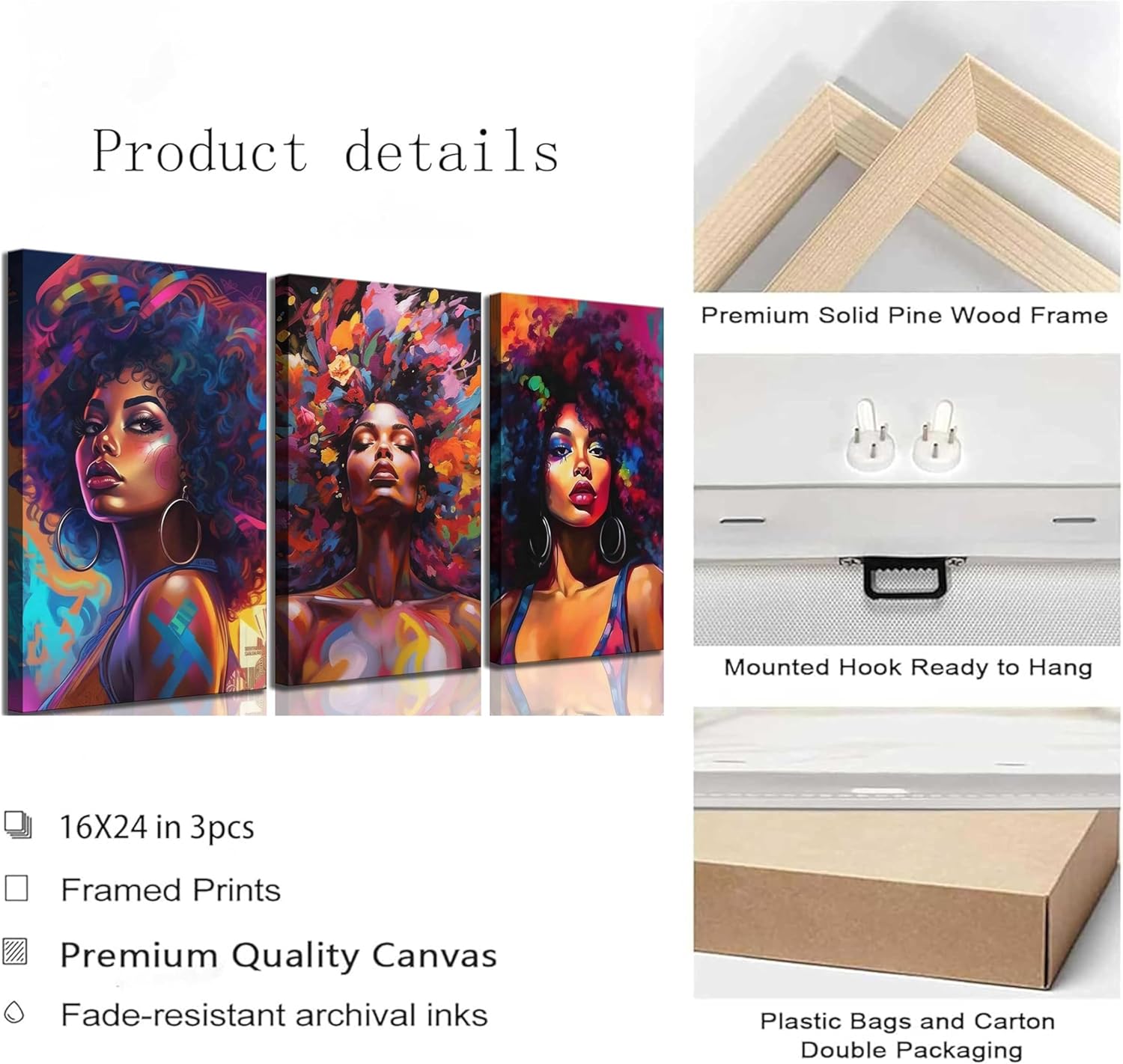 Modern Black Canvas Wall Art — 16x24 - View 2