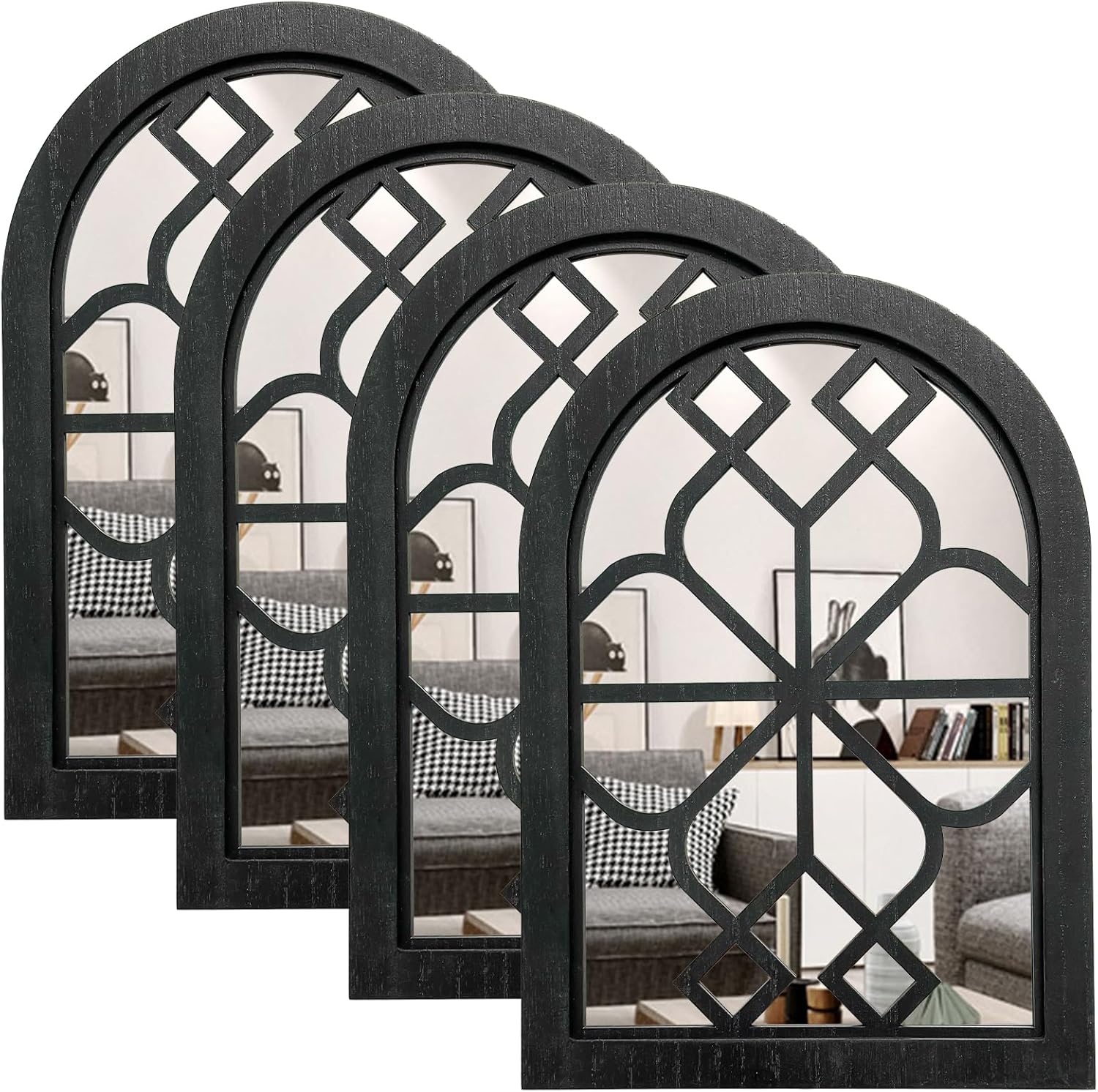 Framed Farmhouse Black Wall Mirror — Arch-black