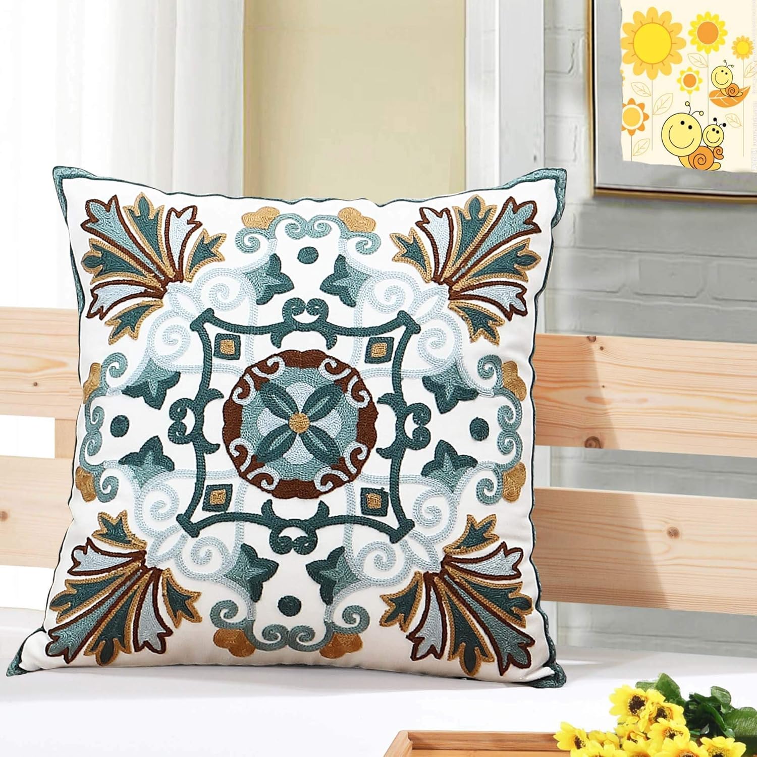 Boho Fabric Pillow Cover — 18" - View 7