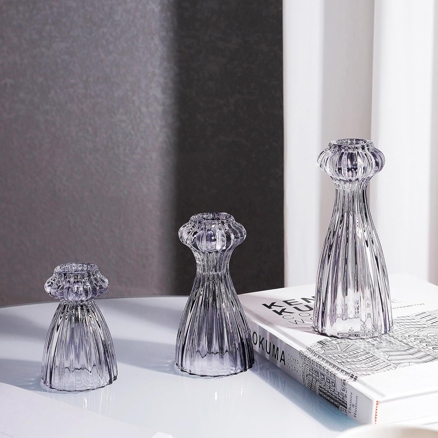 Blue Candle — Set of 3 — Smoke Gray
